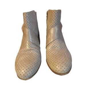Johnston & Murphy Women’s Leather Taupe Boots Chunky Heel Sz-10 Made In Brazil